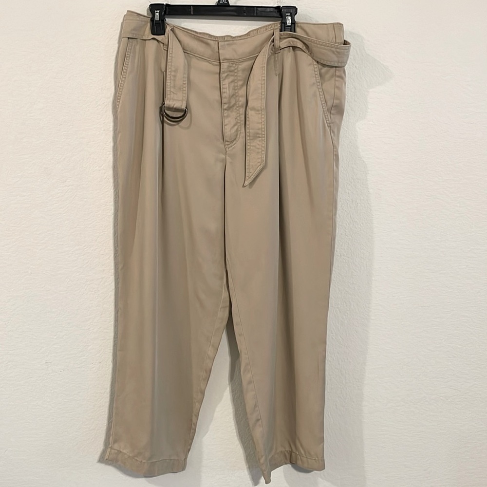 Loft Women Dress Pants XL Tan Lightweight Pleated Business Casual Classic Preppy